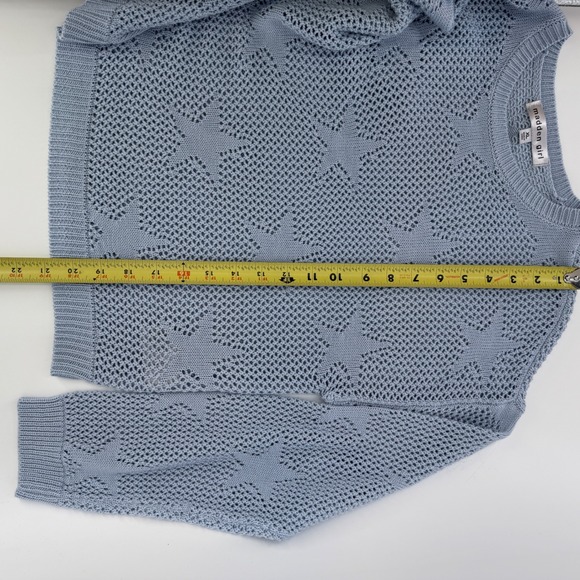Madden Girl Womens Knit Sweater XL Blue Star Cutout Long Sleeve Casual Top - Picture 7 of 8